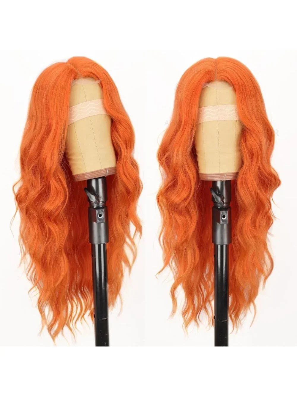 Women's Orange Lace Hairline 26 Inch Synthetic Heat Resistant Wavy Wigs